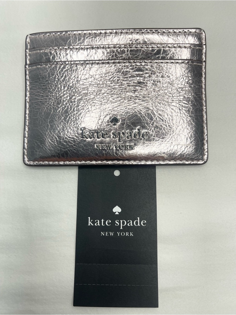 Kate Spade Madison Small Crinkle Metallic Lilac Moon Card Holder
